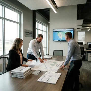 Heavy haul team planning an oversize freight route
