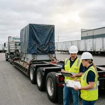 Heavy haul team planning oversized machinery transport