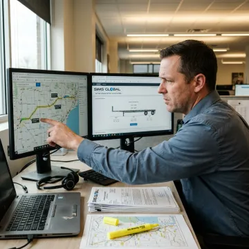 Logistics coordinator planning extendable flatbed route