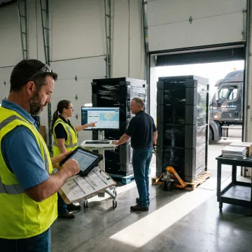 Logistics team coordinating server relocation