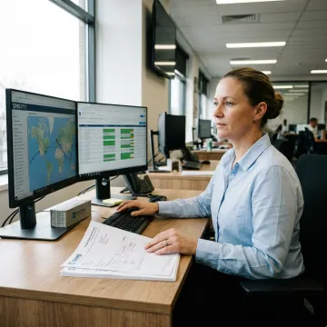 Logistics coordinator tracking international freight