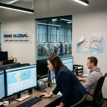 Logistics team tracking freight shipments