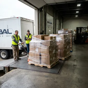 Local LTL freight loaded at a warehouse dock