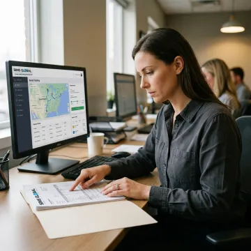 Logistics coordinator tracking chemical freight shipment