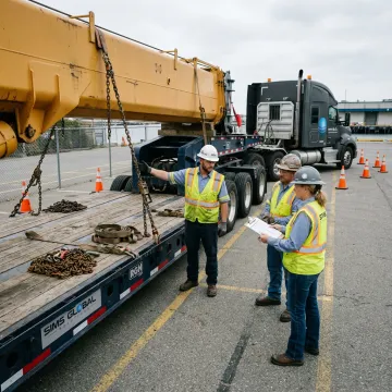 Rigging crew coordinating heavy equipment lift