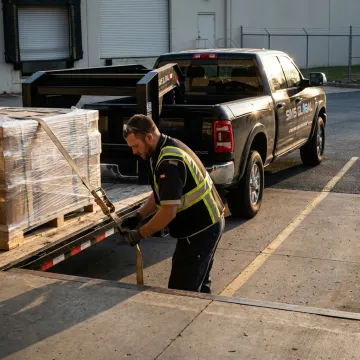 Hot shot truck loading urgent freight