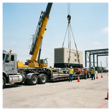 Mobile crane lifting industrial equipment in Houston