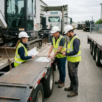 Heavy haul logistics team planning equipment transport