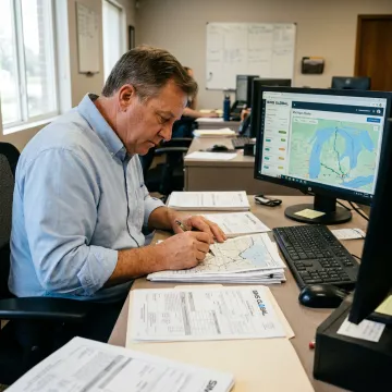 Logistics coordinator planning flatbed shipment