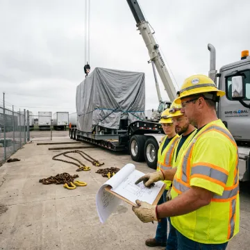 Rigging team planning a heavy equipment lift
