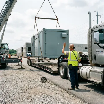Crane lifting heavy industrial equipment