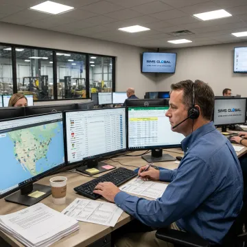 Logistics coordinator tracking freight shipments