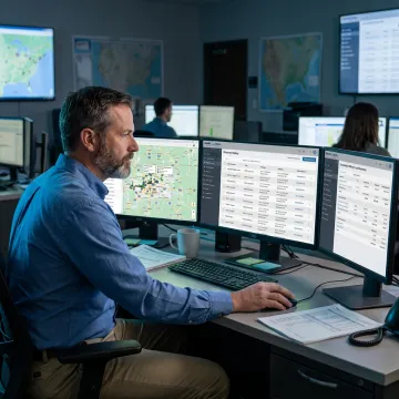 Logistics coordinator tracking highway freight shipments
