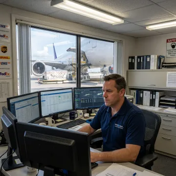 Logistics coordinator tracking same day air freight