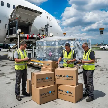 Priority air freight cargo being prepared for shipment