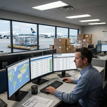 Logistics coordinator tracking priority air freight shipment
