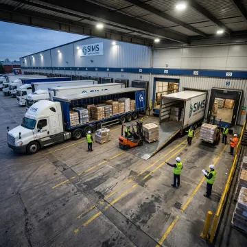 Nationwide freight logistics trucks and warehouse