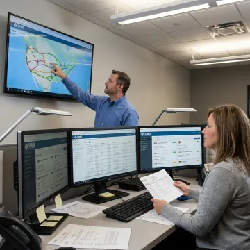 Logistics team tracking freight shipments