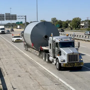 Heavy haul truck transporting oversized industrial equipment