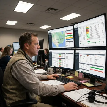 Logistics coordinator tracking freight shipment
