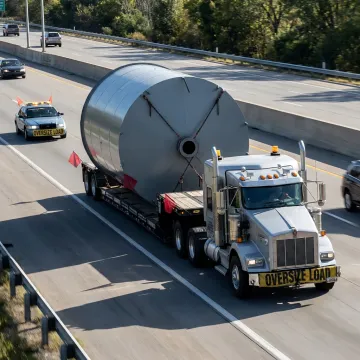 Heavy haul truck transporting industrial equipment