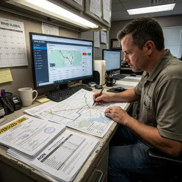Coordinator planning heavy machinery transport route