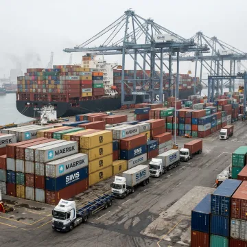 International cargo containers at port