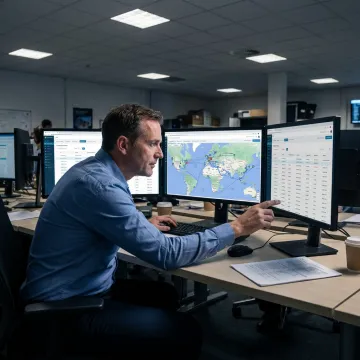 Logistics coordinator tracking international cargo