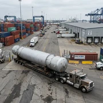 Heavy haul truck transporting oversized industrial equipment