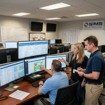Logistics team reviewing dedicated carrier routes