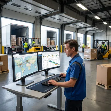 Logistics coordinator tracking freight shipments