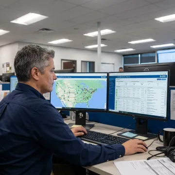 Logistics coordinator tracking freight shipments