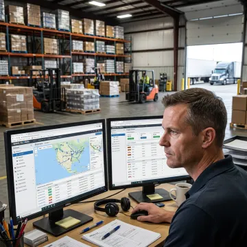 Logistics coordinator tracking freight shipments