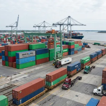 Intermodal containers at Jacksonville port