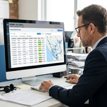 Logistics coordinator tracking intermodal shipment