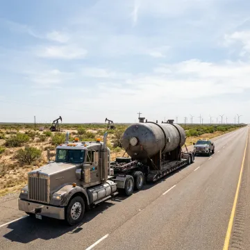 Heavy haul truck transporting oversized industrial equipment