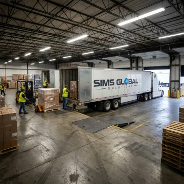 Dry van truck hauling palletized freight