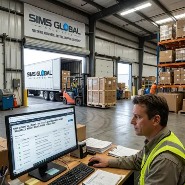 Logistics coordinator tracking exercise equipment shipment
