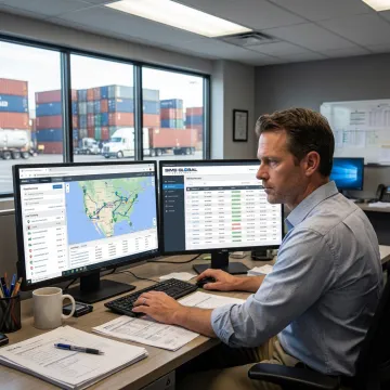 Logistics coordinator tracking freight shipments