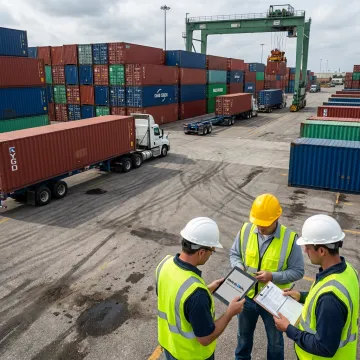 Freight trucks and containers in Tampa