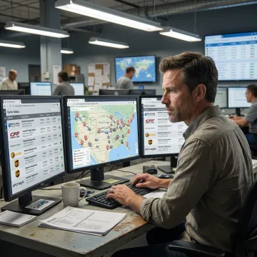 Logistics coordinator tracking medical equipment shipment