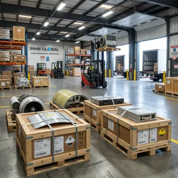 Aerospace freight prepared for logistics transport
