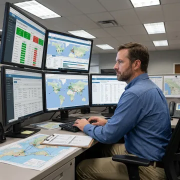 Logistics coordinator tracking international freight