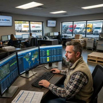 Event logistics coordinator tracking freight shipments