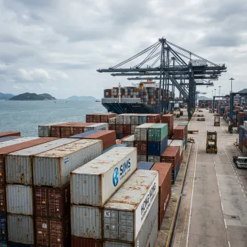 Ocean freight containers ready for Hong Kong shipping