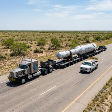 Heavy haul truck transporting oversized machinery in Texas