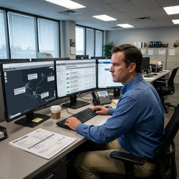 Logistics coordinator tracking intermodal drayage shipment
