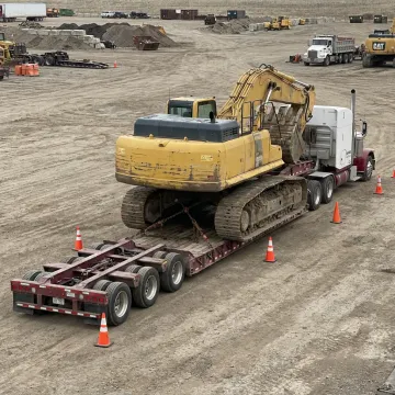 Mining equipment loaded for transport
