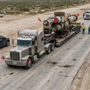 Heavy haul truck transporting oilfield equipment