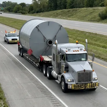 Heavy haul truck carrying oversized industrial equipment